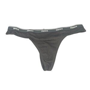 Hanes Womens Size Small 5 Panty Thong Cotton Stretch Black New Without Tags
